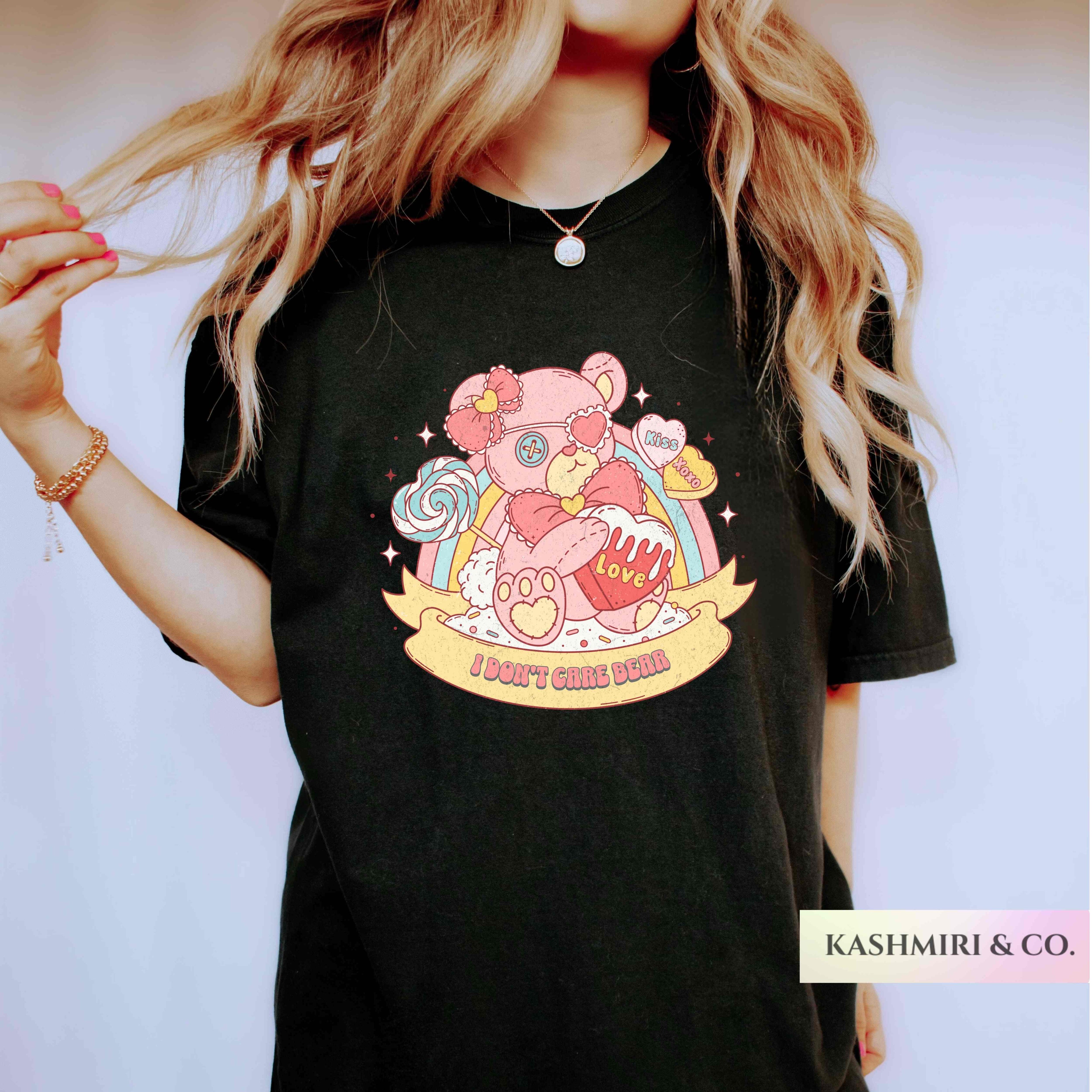 I DON'T CARE BEAR RETRO VALENTINES TEE