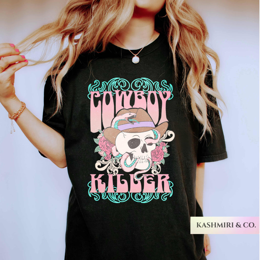 Western Cowboy Killer, Country Music Shirt, Vintage Inspired Tee Shirt, Western Graphic Tee, Retro T-Shirt, Comfort Colors, Womens Shirt