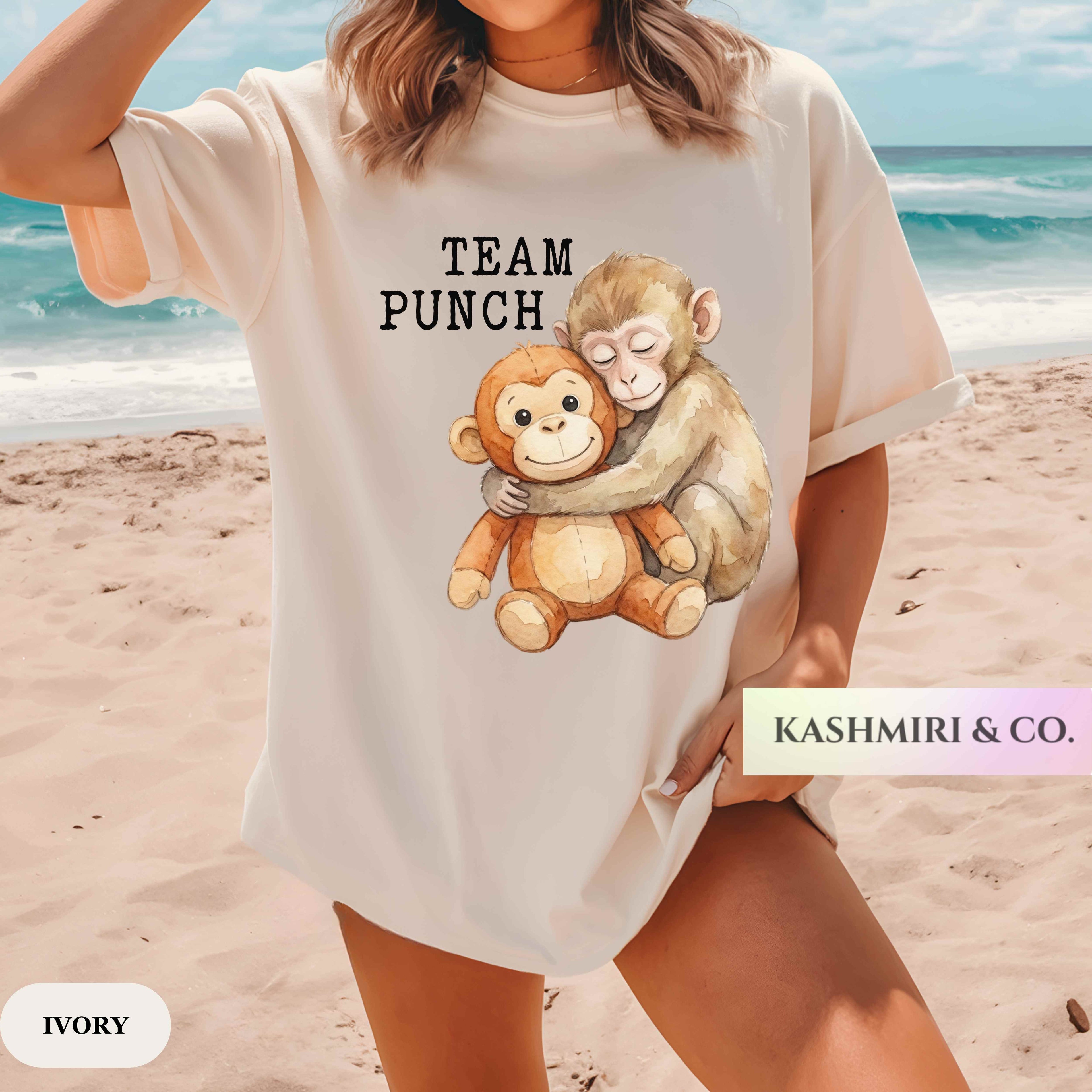 Team Punch Monkey Meme Comfort Colors Shirt, Monkey Punch Tee, Baby Monkey Plush Top, Mothers Day Animal Lover Mother Gift Cute Cozy Mom
