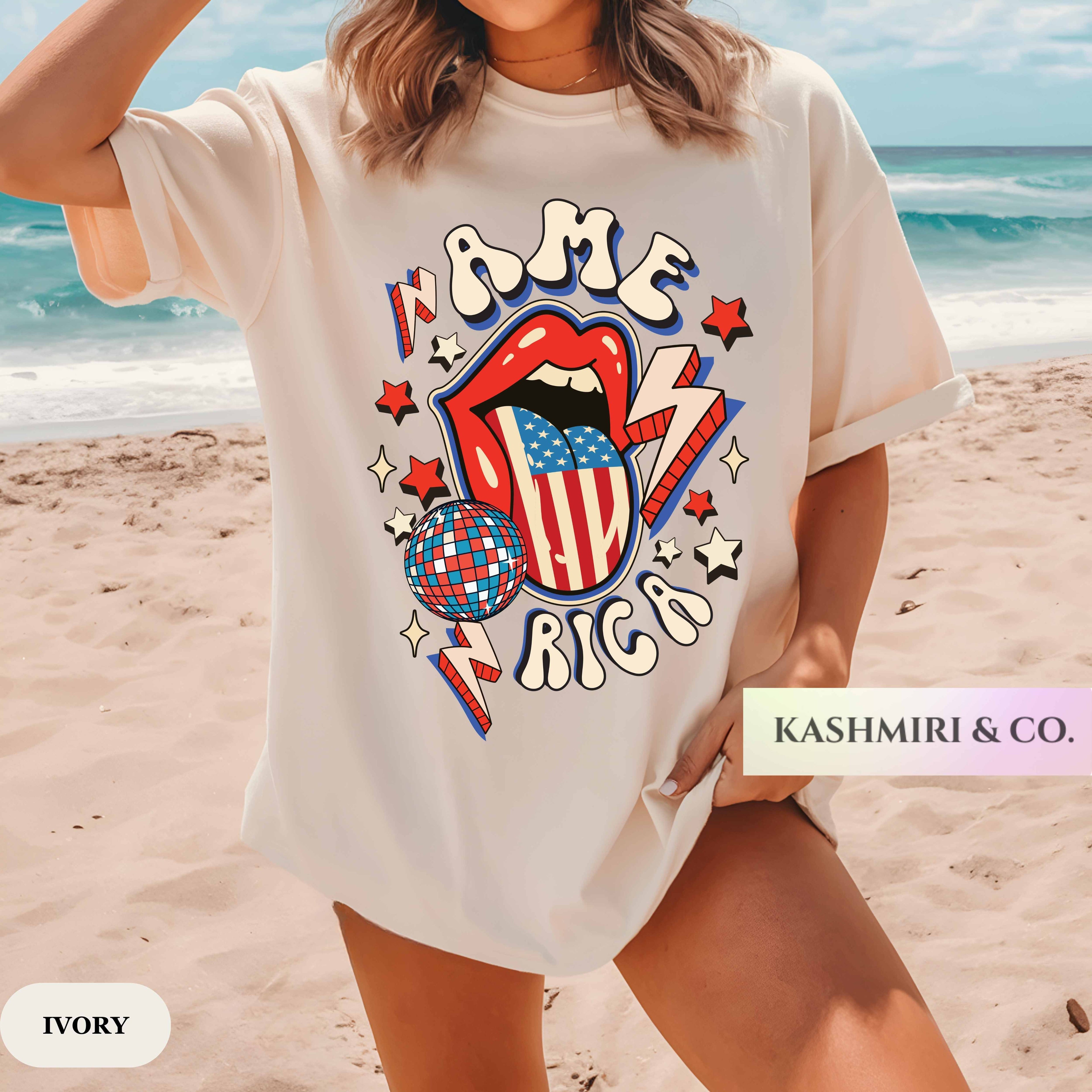 USA Flag Leopard Tongue T-Shirt - 4th of July Patriotic Tee Cowgirl Trendy Y2K