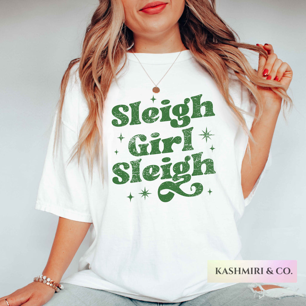 Sleigh Girl Sleigh Shirt, Comfort Colors Tee Funny Christmas Meme Women Empowerment Y2K Girl Bossy Retro Boss Distressed Trendy