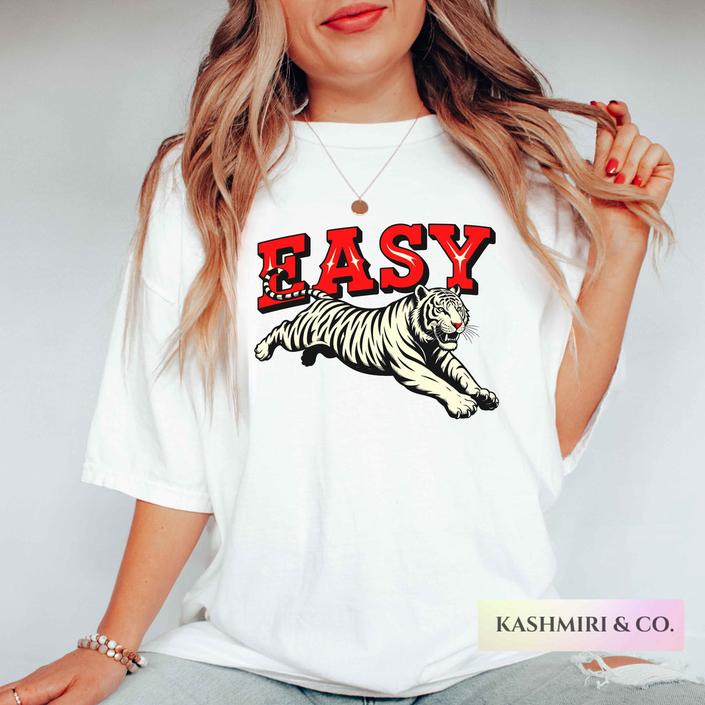 Retro Easy Tiger Tee Comfort Colors Tiger Tee Shirt Trendy Tiger T Shirt Festival Clothing Boho Hippie Country Western Cowgirl Y2K Gift