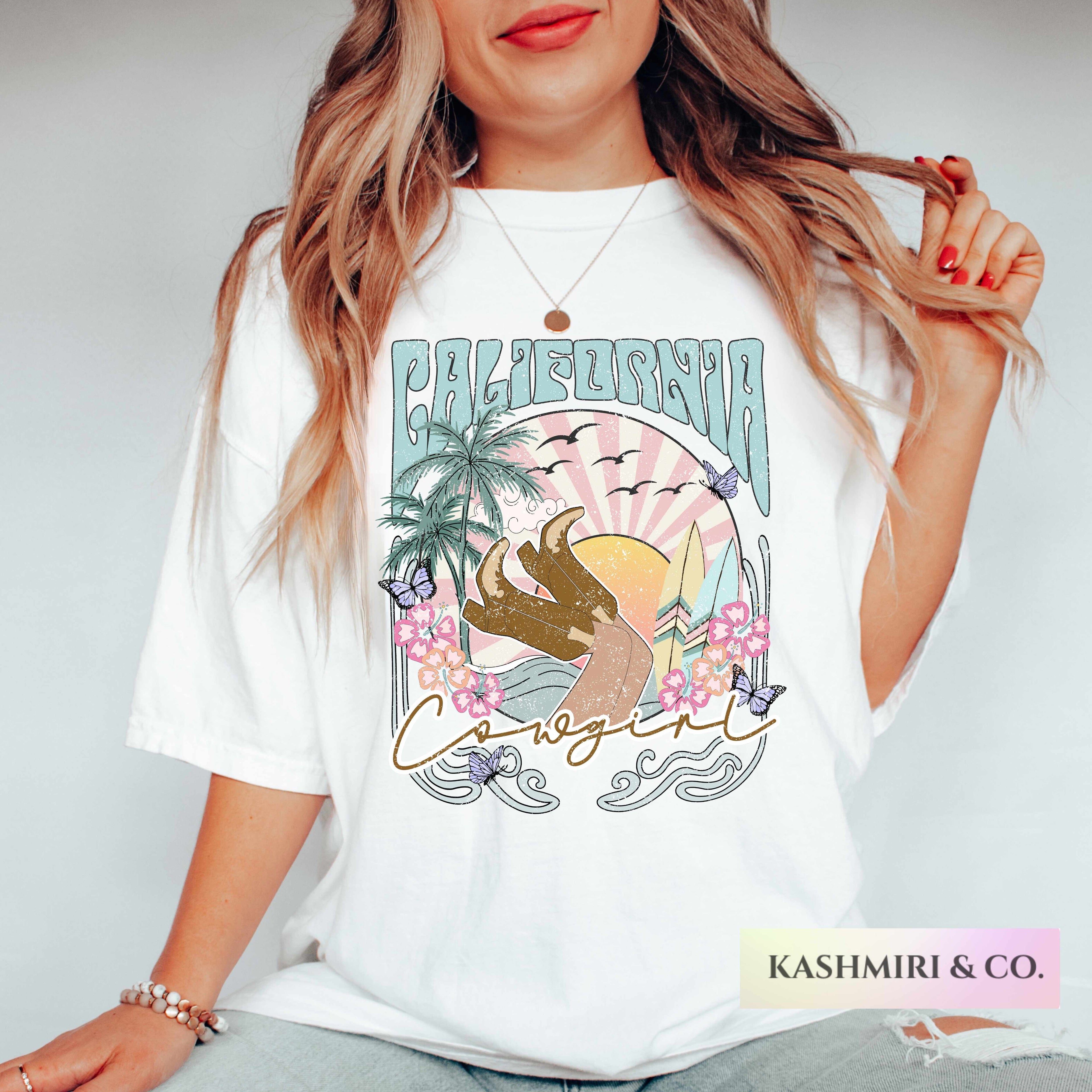 Coastal Cowgirl Shirts California Beach TShirts Western Country Comfort Colors Boho Retro Cowgirl Gift Summer Sunset Western Tee Rodeo Tee