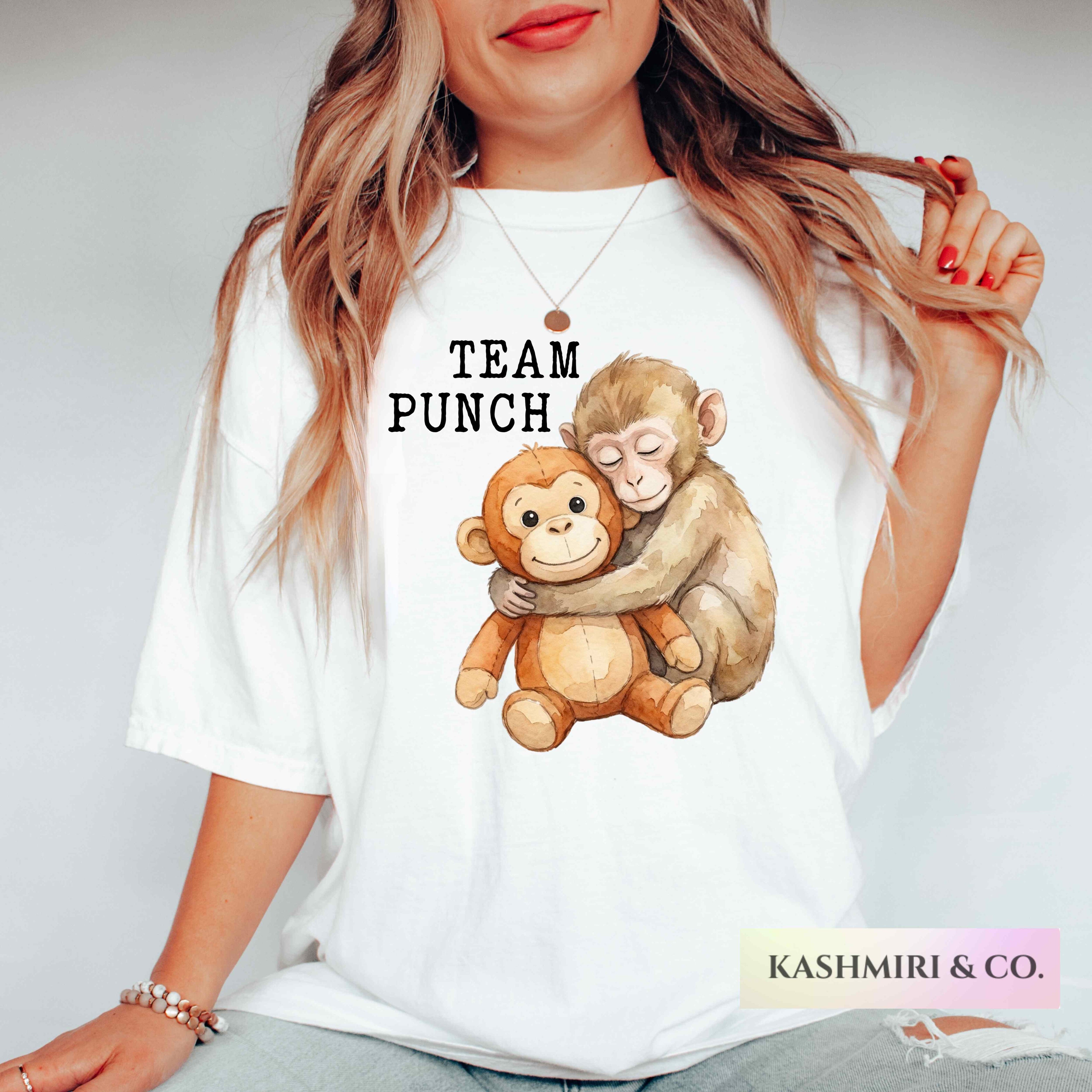 Team Punch Monkey Meme Comfort Colors Shirt, Monkey Punch Tee, Baby Monkey Plush Top, Mothers Day Animal Lover Mother Gift Cute Cozy Mom