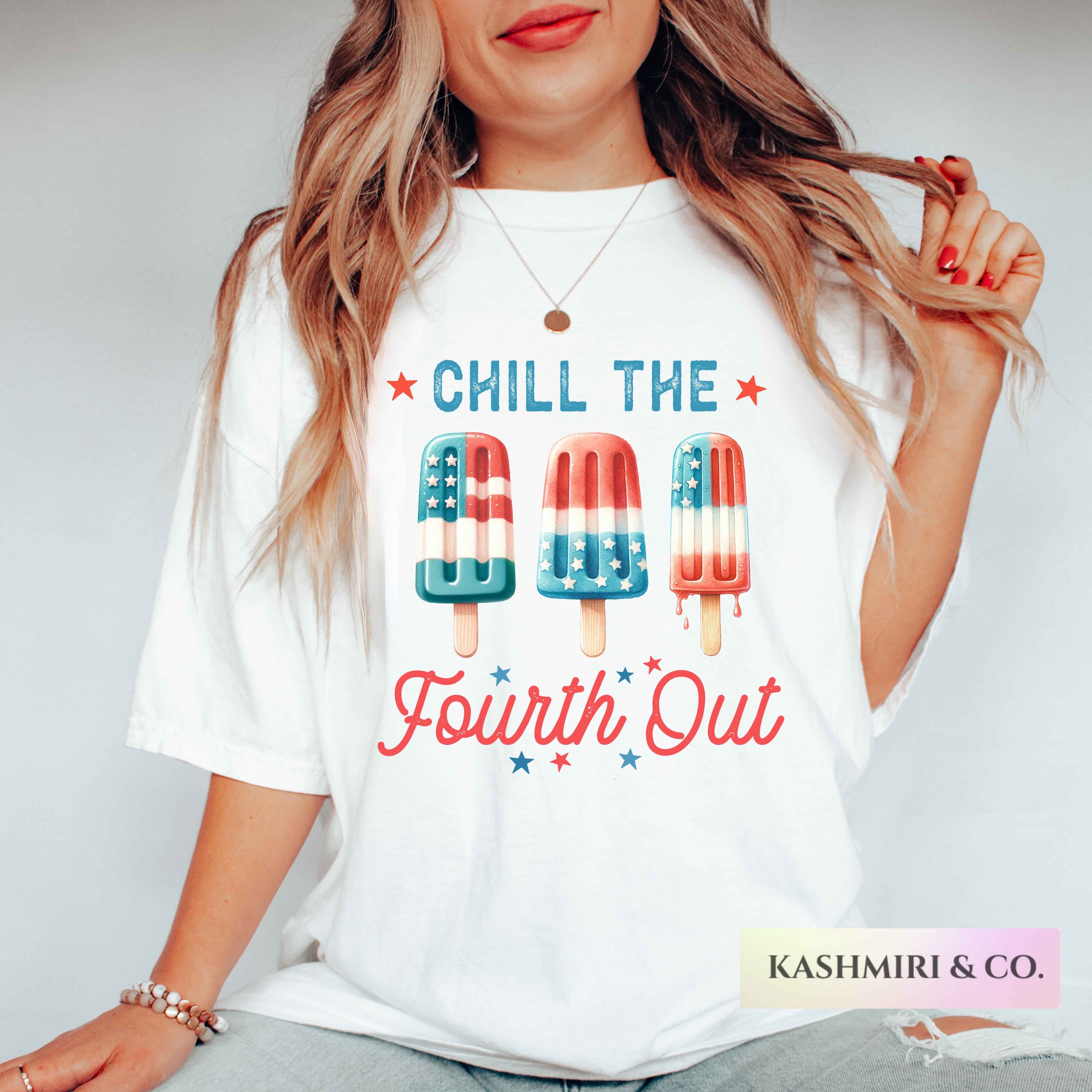Funny 4th Of July Shirt, Chill The 4th Out Tee, Red White Blue Popsicles, Retro Summer Tshirt Fourth of July Gift Patriotic Comfort Colors
