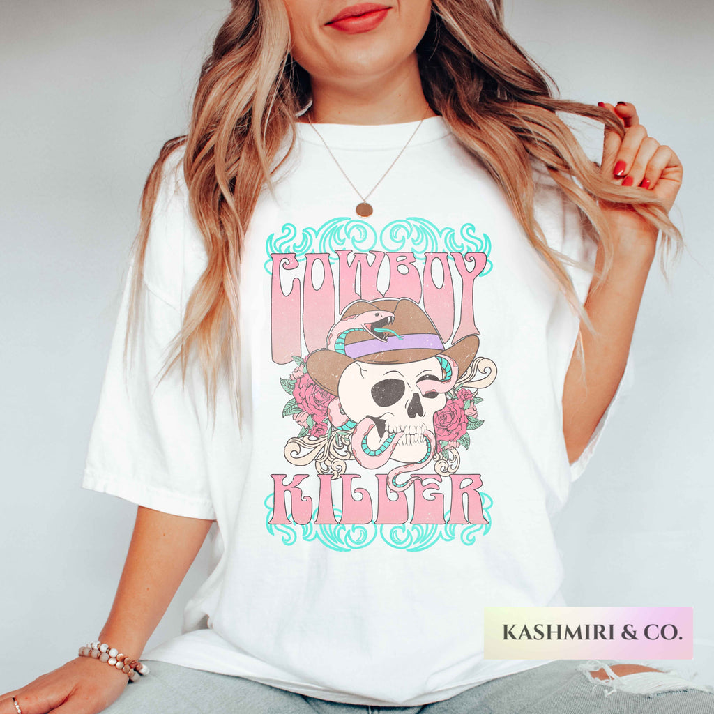 Western Cowboy Killer, Country Music Shirt, Vintage Inspired Tee Shirt, Western Graphic Tee, Retro T-Shirt, Comfort Colors, Womens Shirt