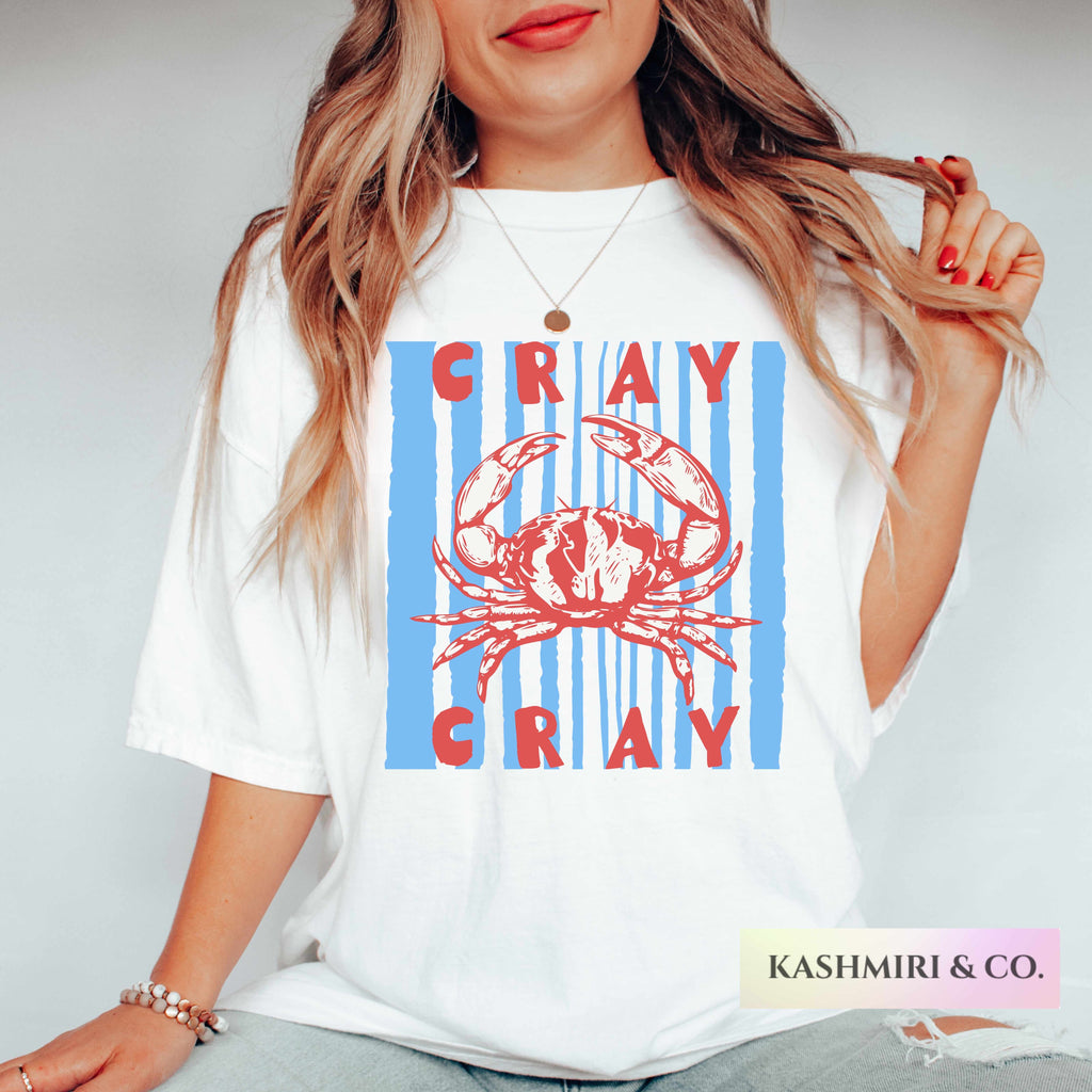 Funny Beach Crab Cray Cray Comfort Colors Shirt Retro Trendy Beach Lover Summer