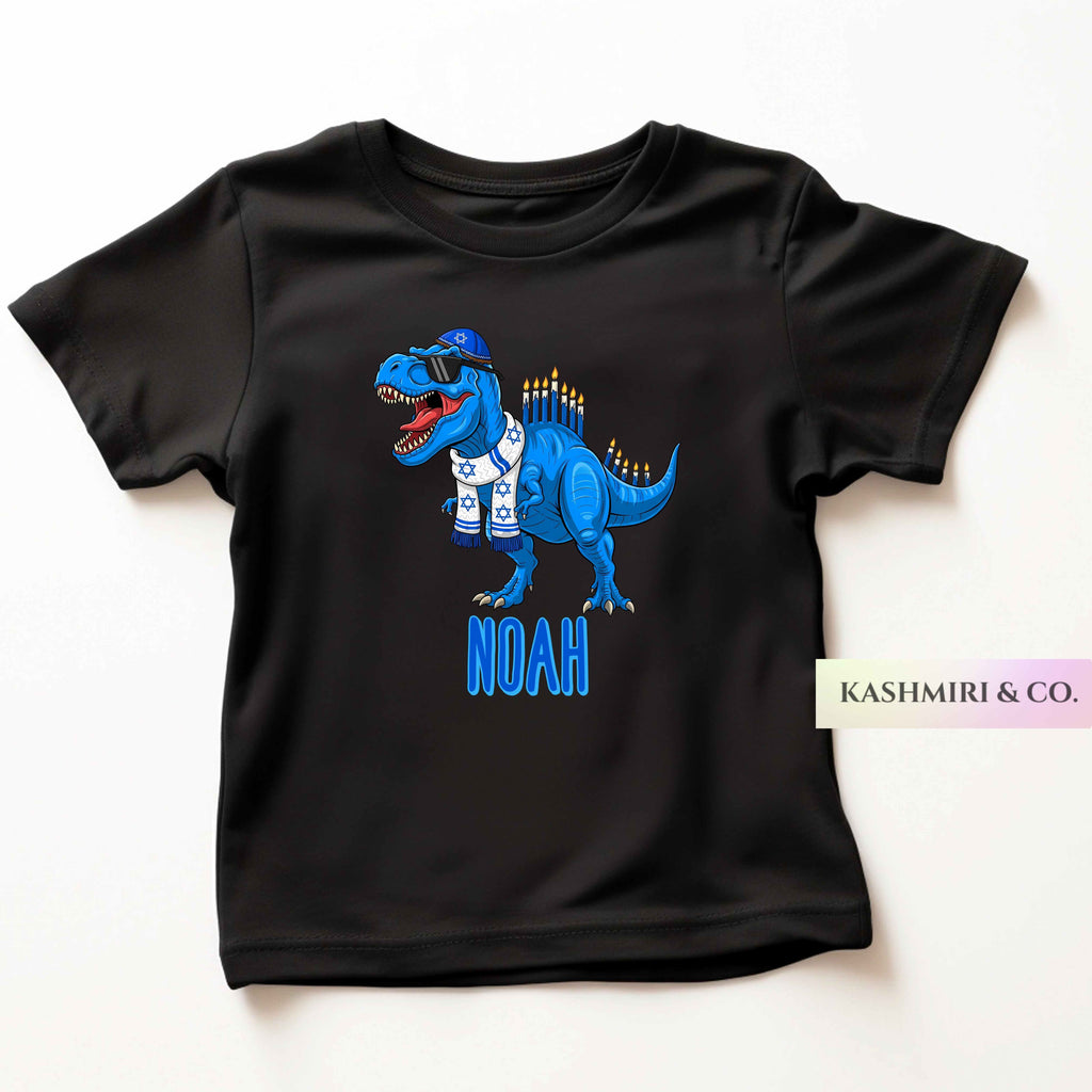 PERSONALIZED HANUKKAH T REX TODDLER TEE