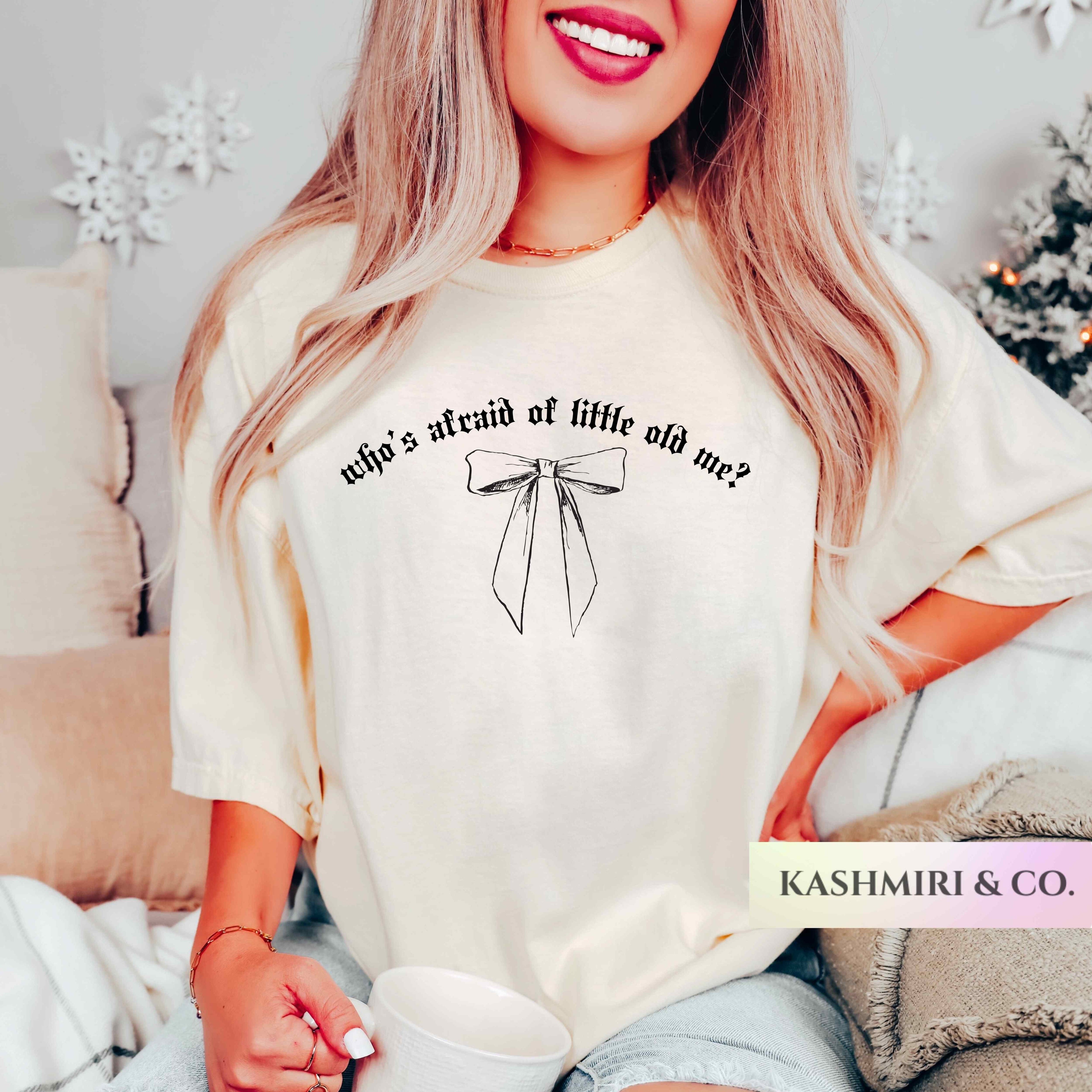 Coquette Girly Bow Who's Afraid of Little Old Me Tee, Women's Comfort Colors Gift Of Little Old Me, Girly Era, Break Up Music Lover Funny  