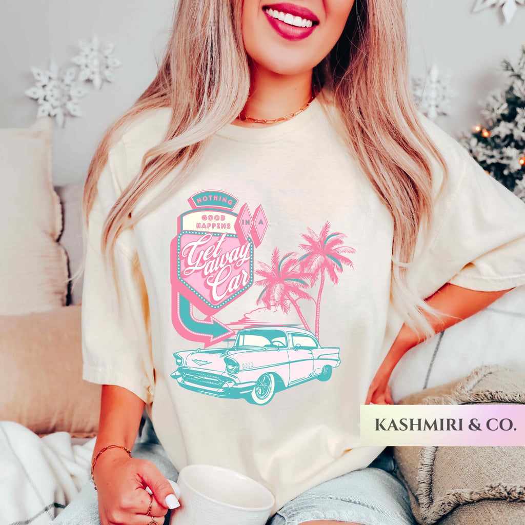 Getaway Car Shirt Comfort Colors Retro Motel Aesthetic TShirt Groovy Beach Tee Nothing Good Happens Country Concert Gift Cowgirl Tee Western