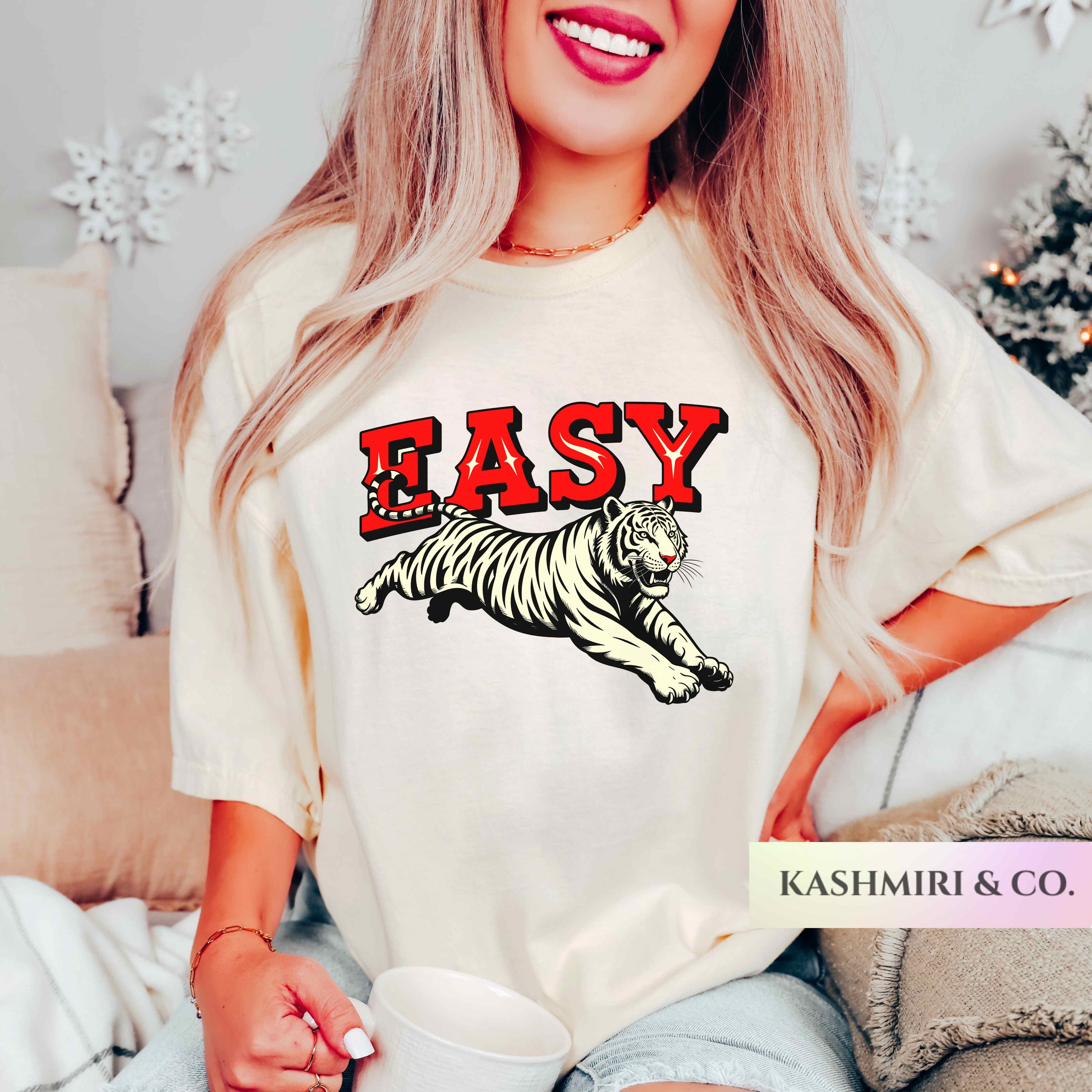 Retro Easy Tiger Tee Comfort Colors Tiger Tee Shirt Trendy Tiger T Shirt Festival Clothing Boho Hippie Country Western Cowgirl Y2K Gift