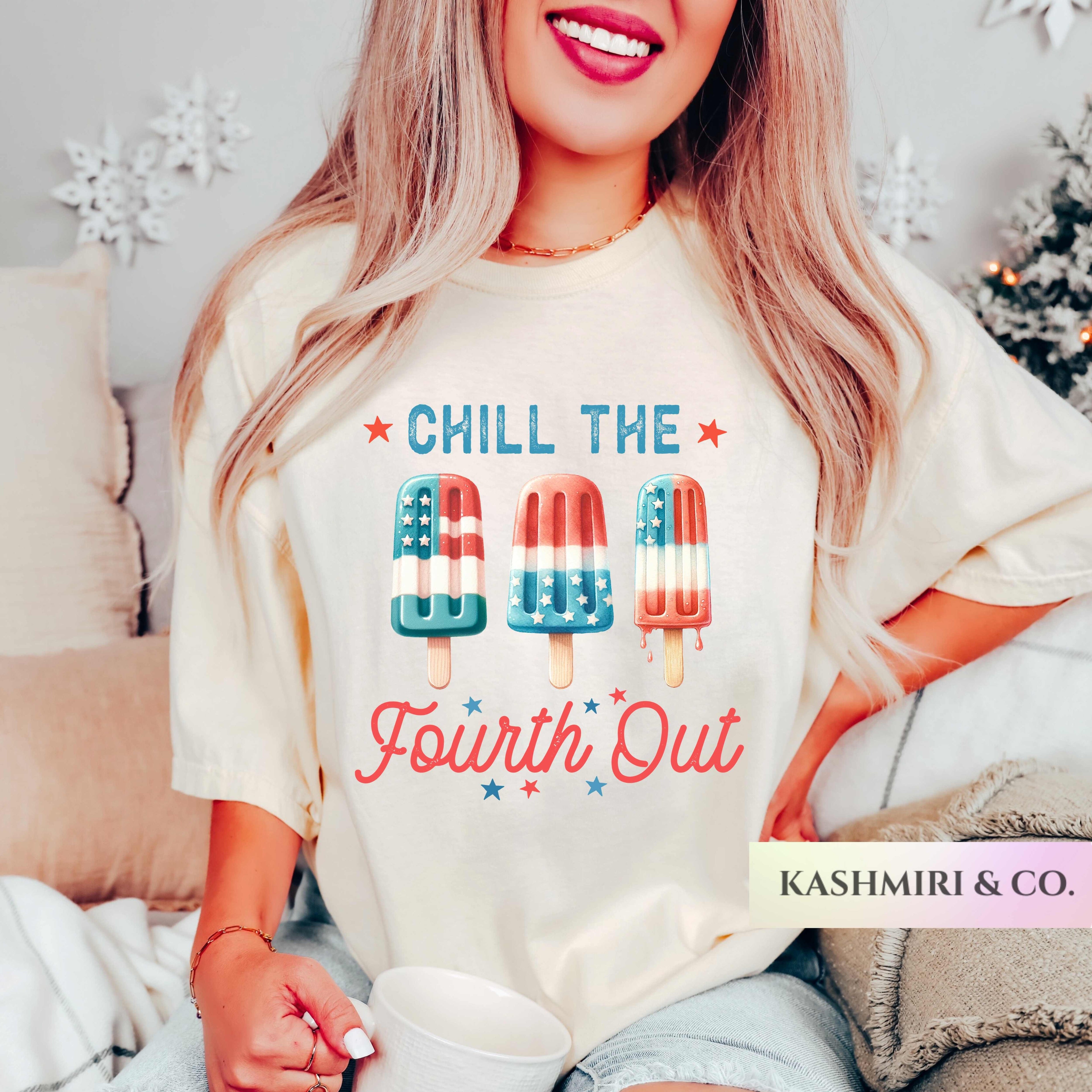 Funny 4th Of July Shirt, Chill The 4th Out Tee, Red White Blue Popsicles, Retro Summer Tshirt Fourth of July Gift Patriotic Comfort Colors