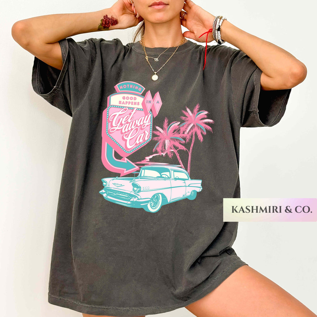 Getaway Car Shirt Comfort Colors Retro Motel Aesthetic TShirt Groovy Beach Tee Nothing Good Happens Country Concert Gift Cowgirl Tee Western