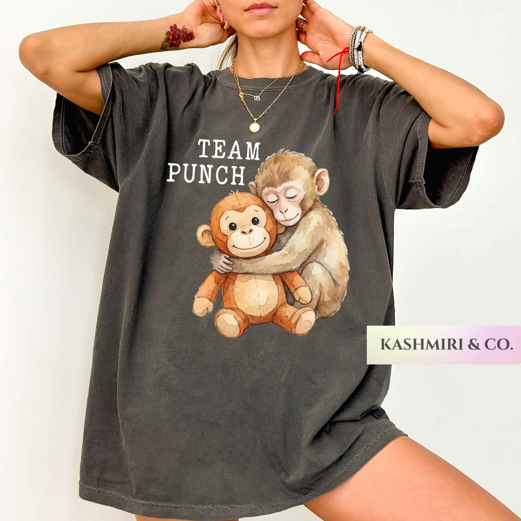 Team Punch Monkey Meme Comfort Colors Shirt, Monkey Punch Tee, Baby Monkey Plush Top, Mothers Day Animal Lover Mother Gift Cute Cozy Mom