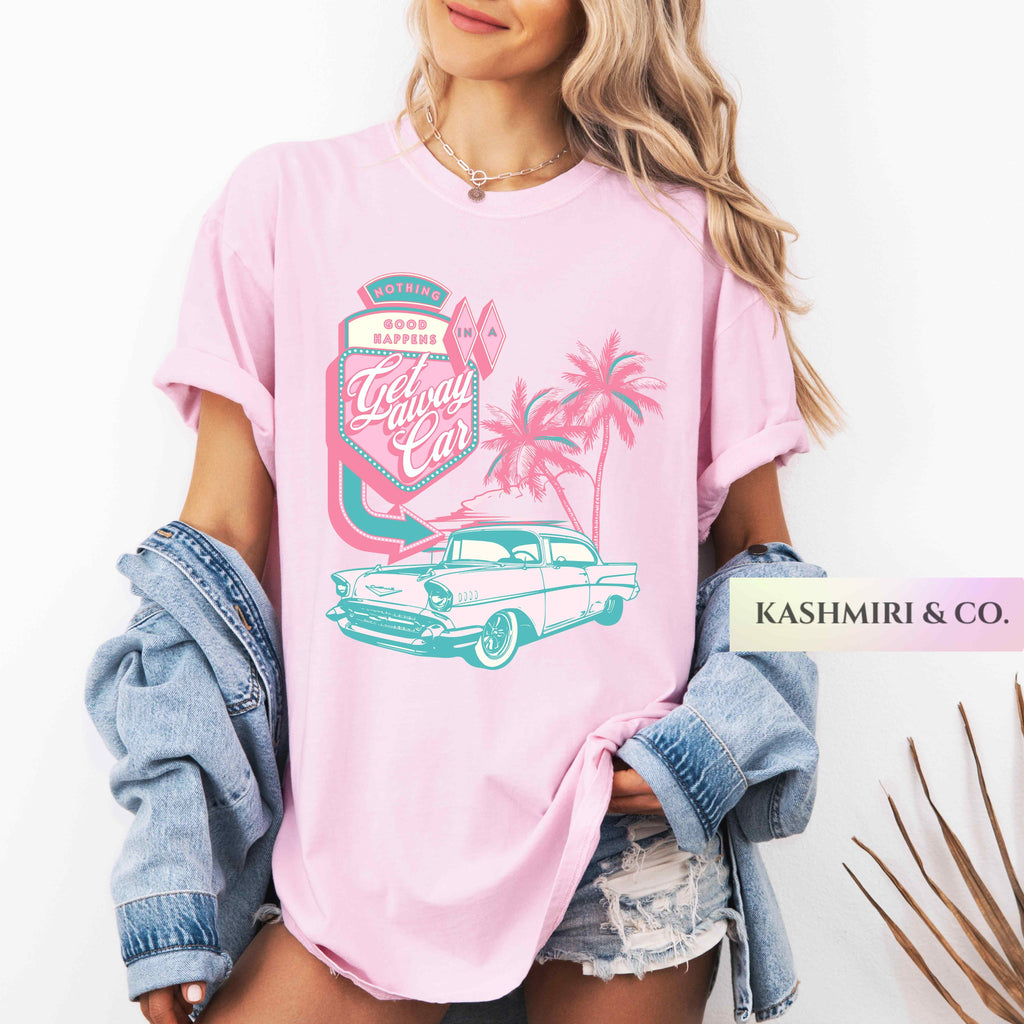 Getaway Car Shirt Comfort Colors Retro Motel Aesthetic TShirt Groovy Beach Tee Nothing Good Happens Country Concert Gift Cowgirl Tee Western