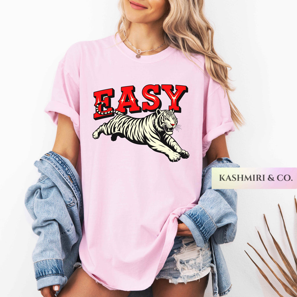 Retro Easy Tiger Tee Comfort Colors Tiger Tee Shirt Trendy Tiger T Shirt Festival Clothing Boho Hippie Country Western Cowgirl Y2K Gift