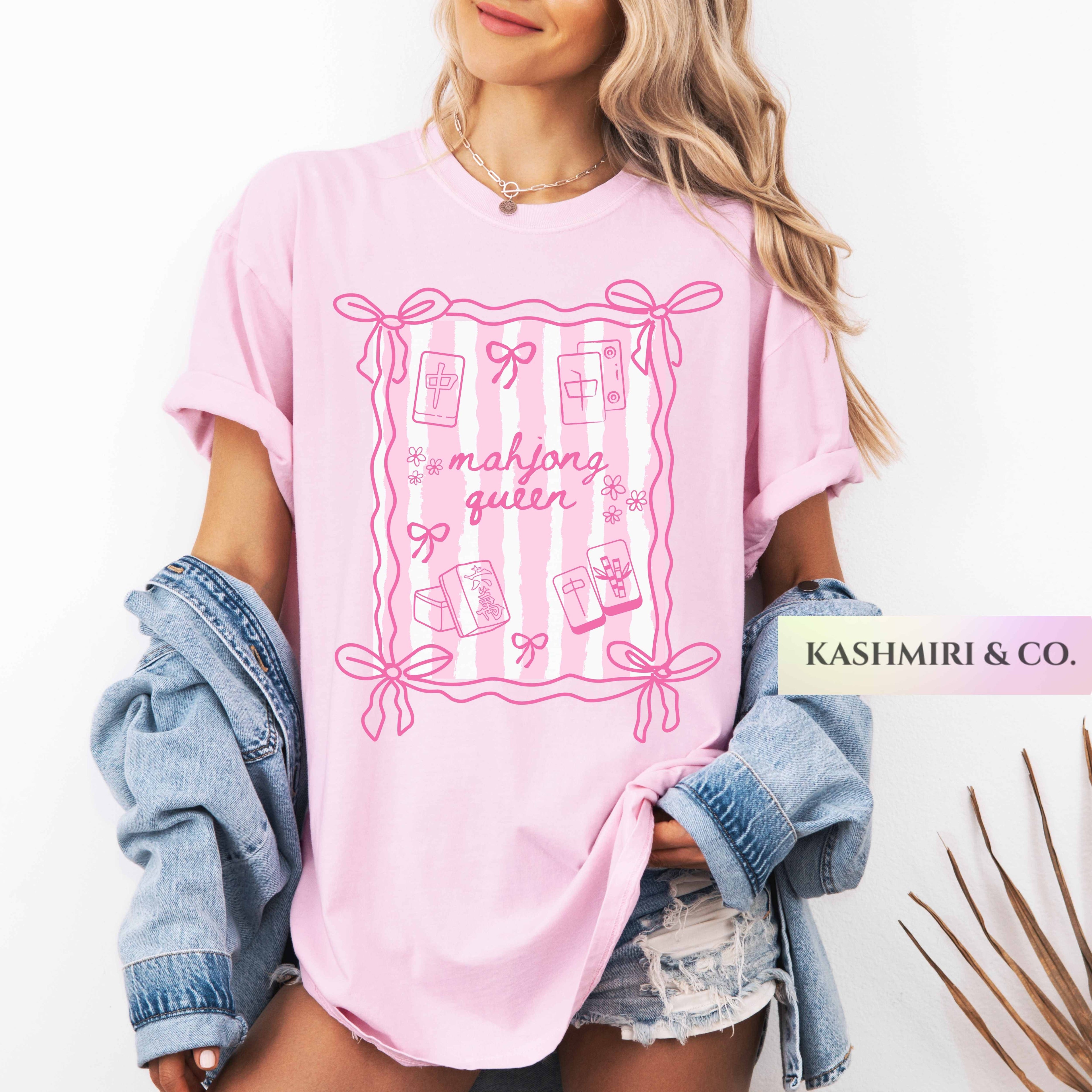 Comfort Colors Mahjong Queen Doodles Shirt, Matching Girls Game Night Tee, Funny Mahjong All Day Every Day T-Shirt, Trendy Mahj Lover Gift