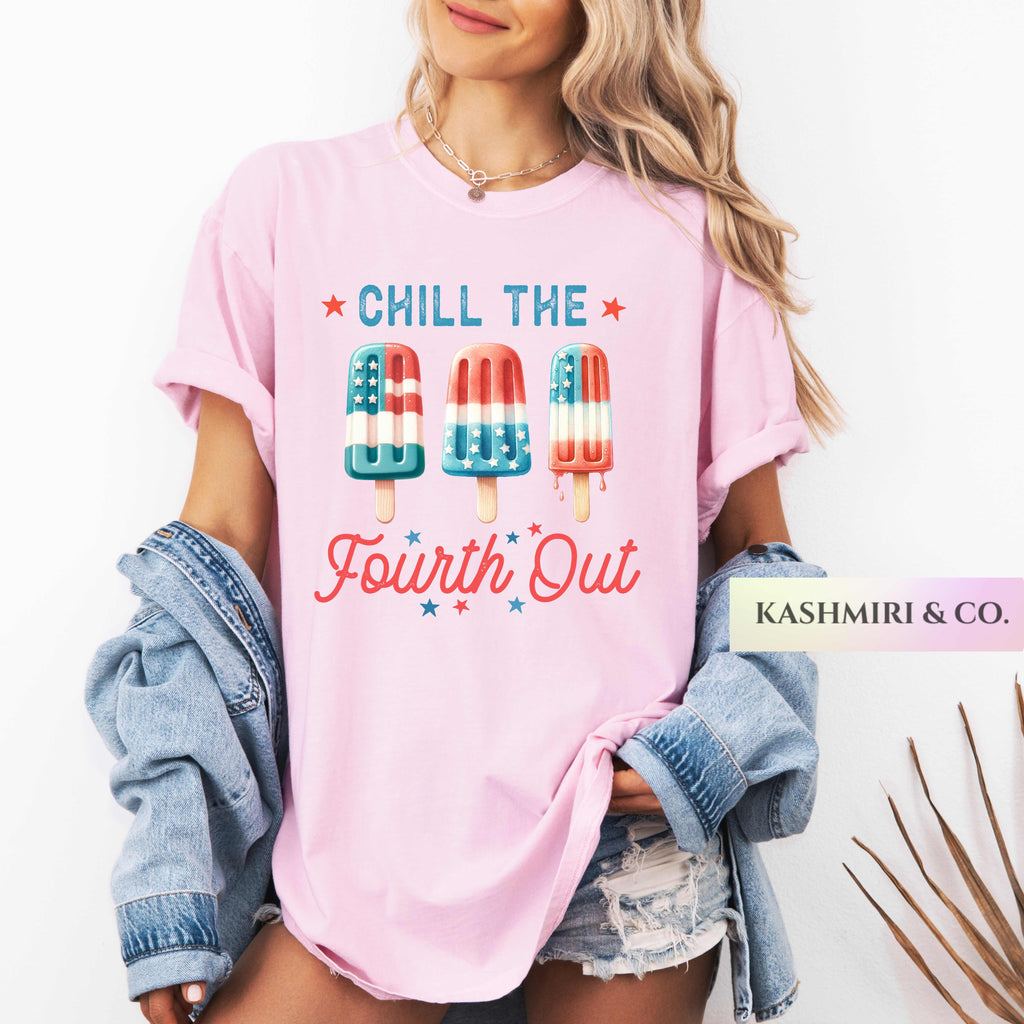 Funny 4th Of July Shirt, Chill The 4th Out Tee, Red White Blue Popsicles, Retro Summer Tshirt Fourth of July Gift Patriotic Comfort Colors
