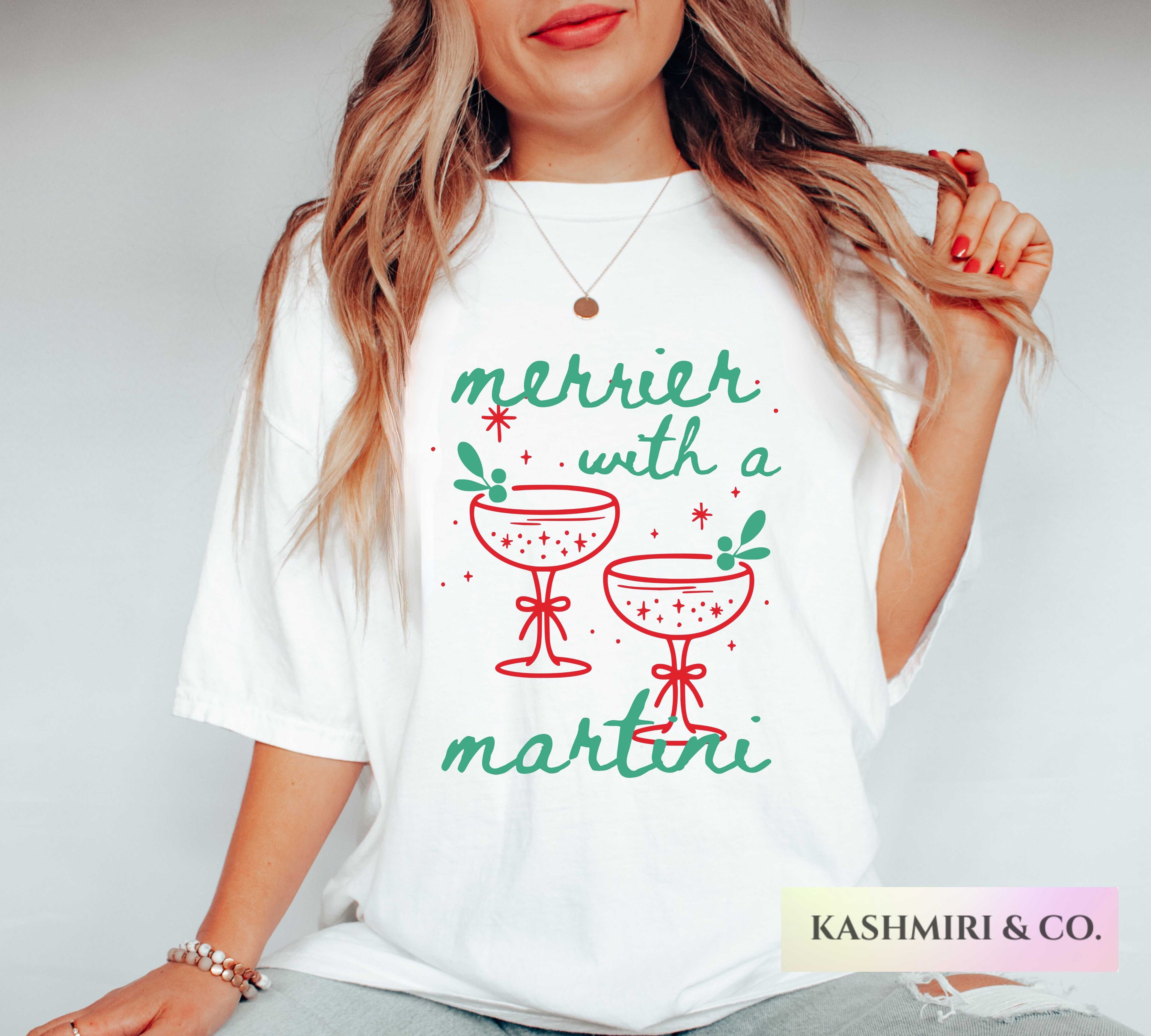 MERRIER WITH A MARTINI GRAPHIC TEE