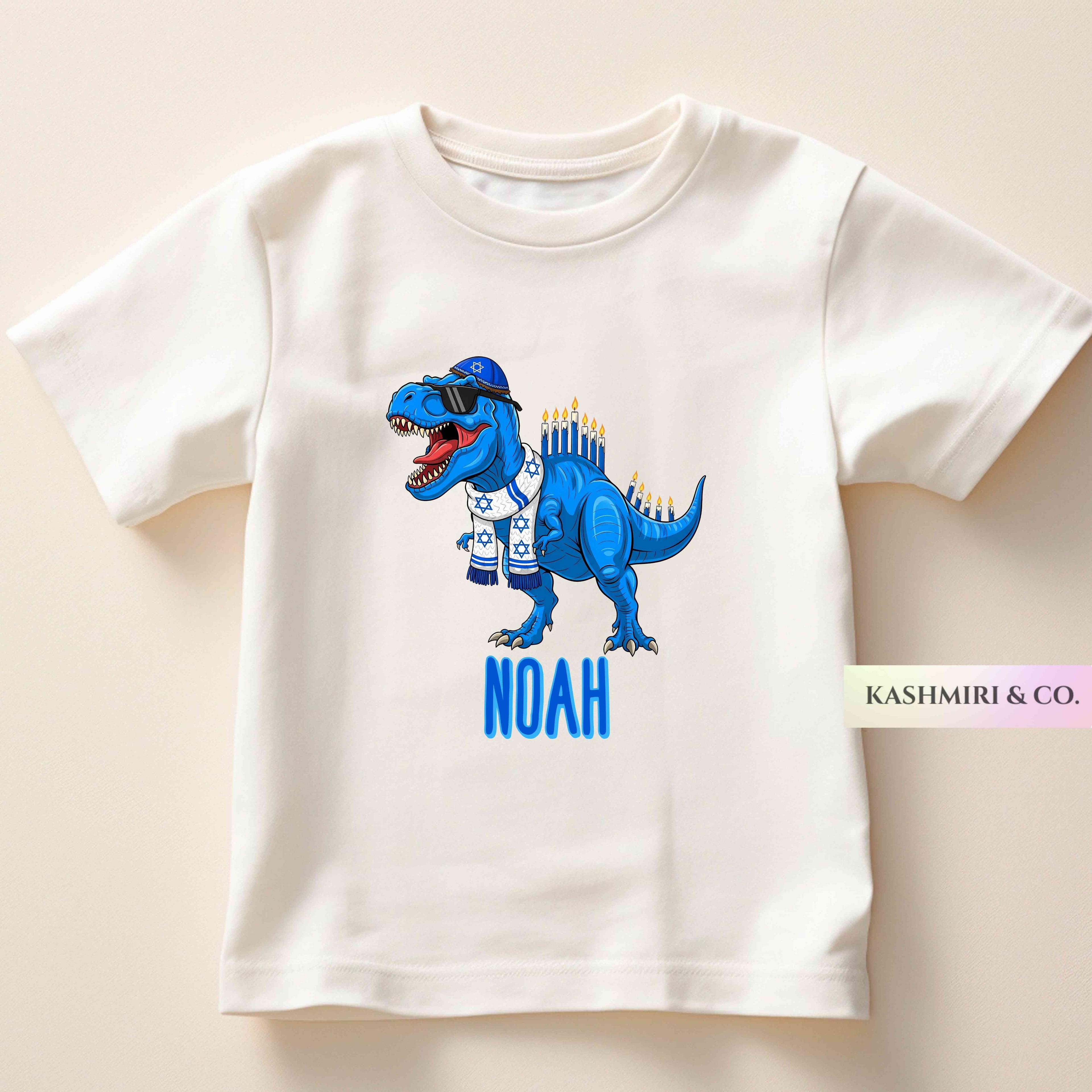 PERSONALIZED HANUKKAH T REX TODDLER TEE