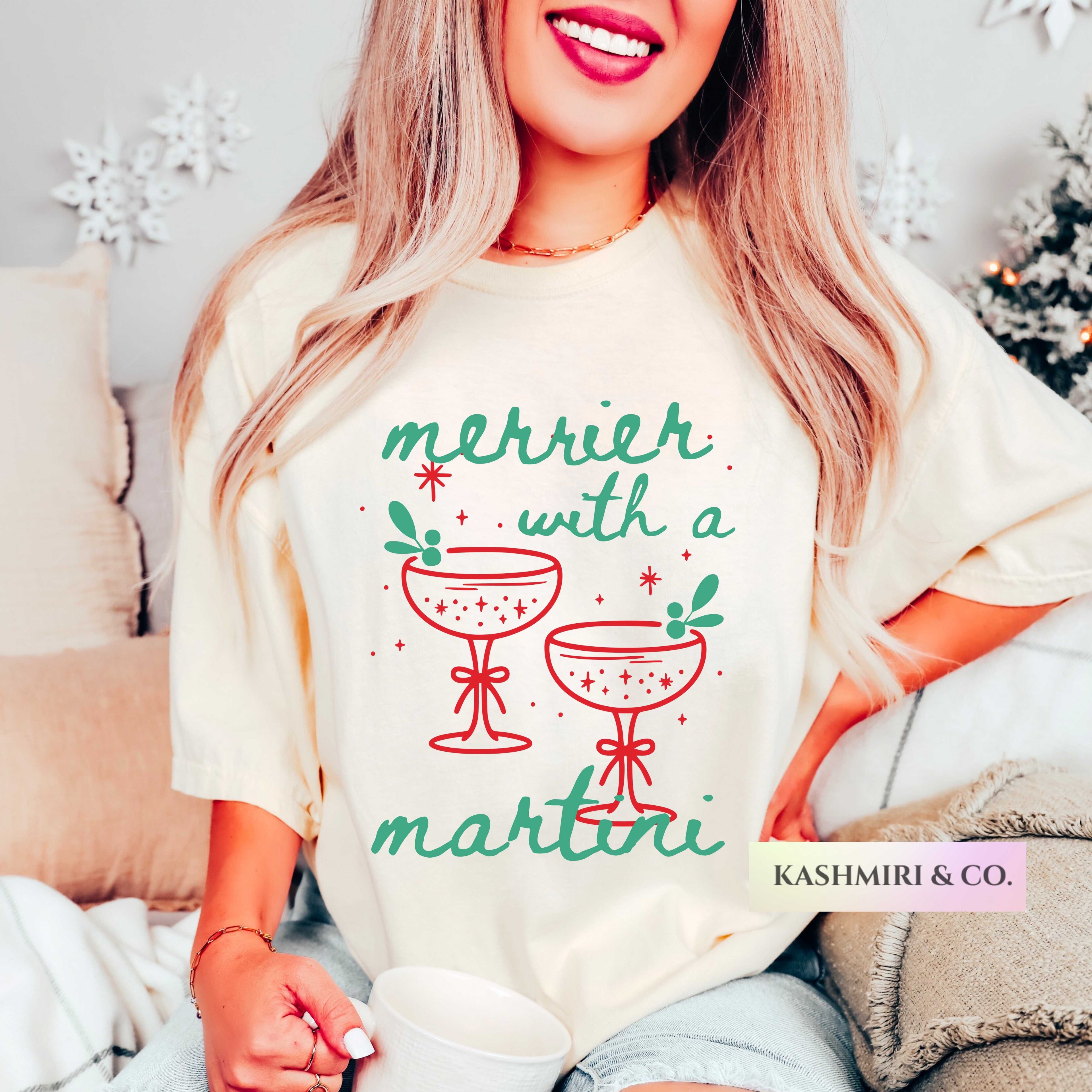 MERRIER WITH A MARTINI GRAPHIC TEE
