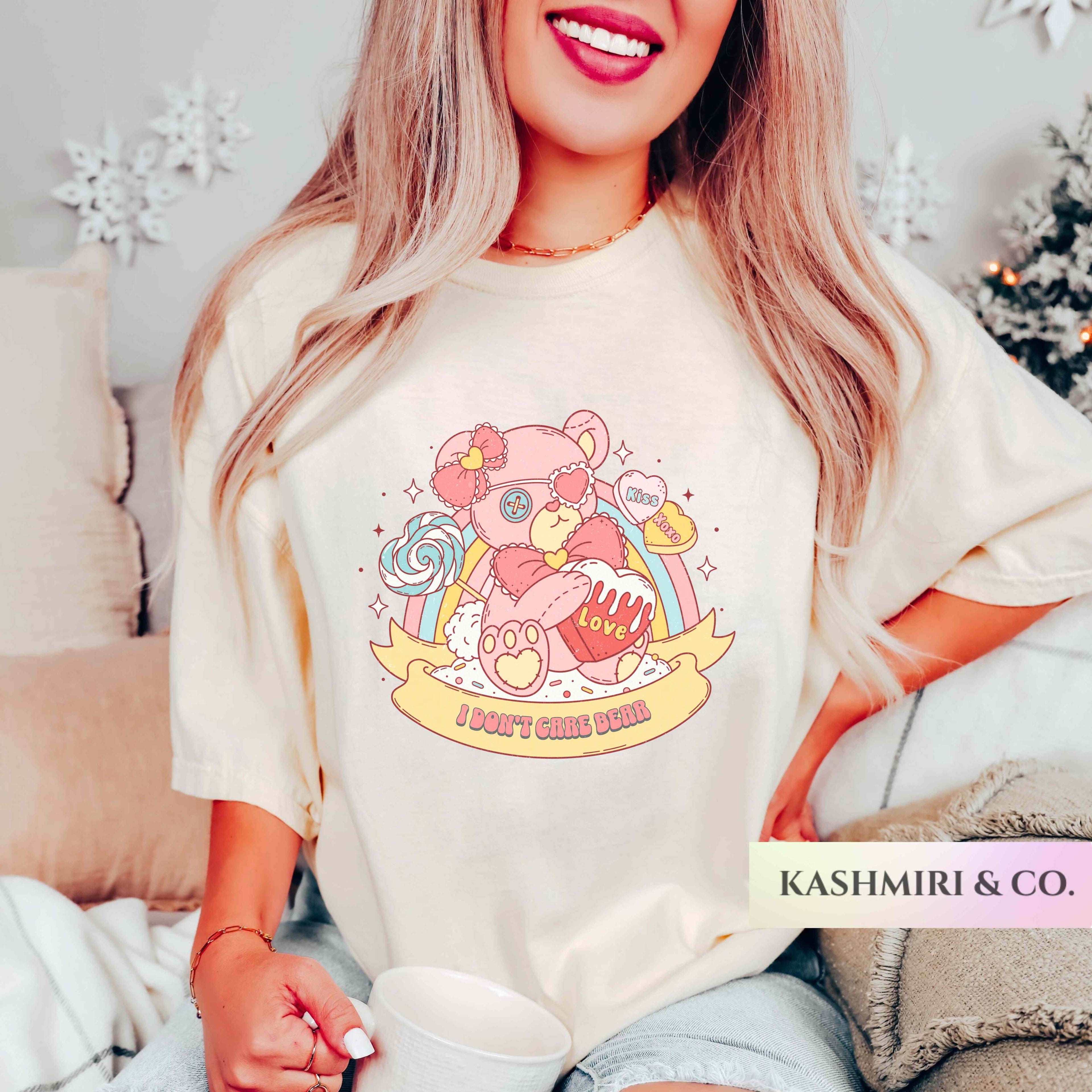 I DON'T CARE BEAR RETRO VALENTINES TEE