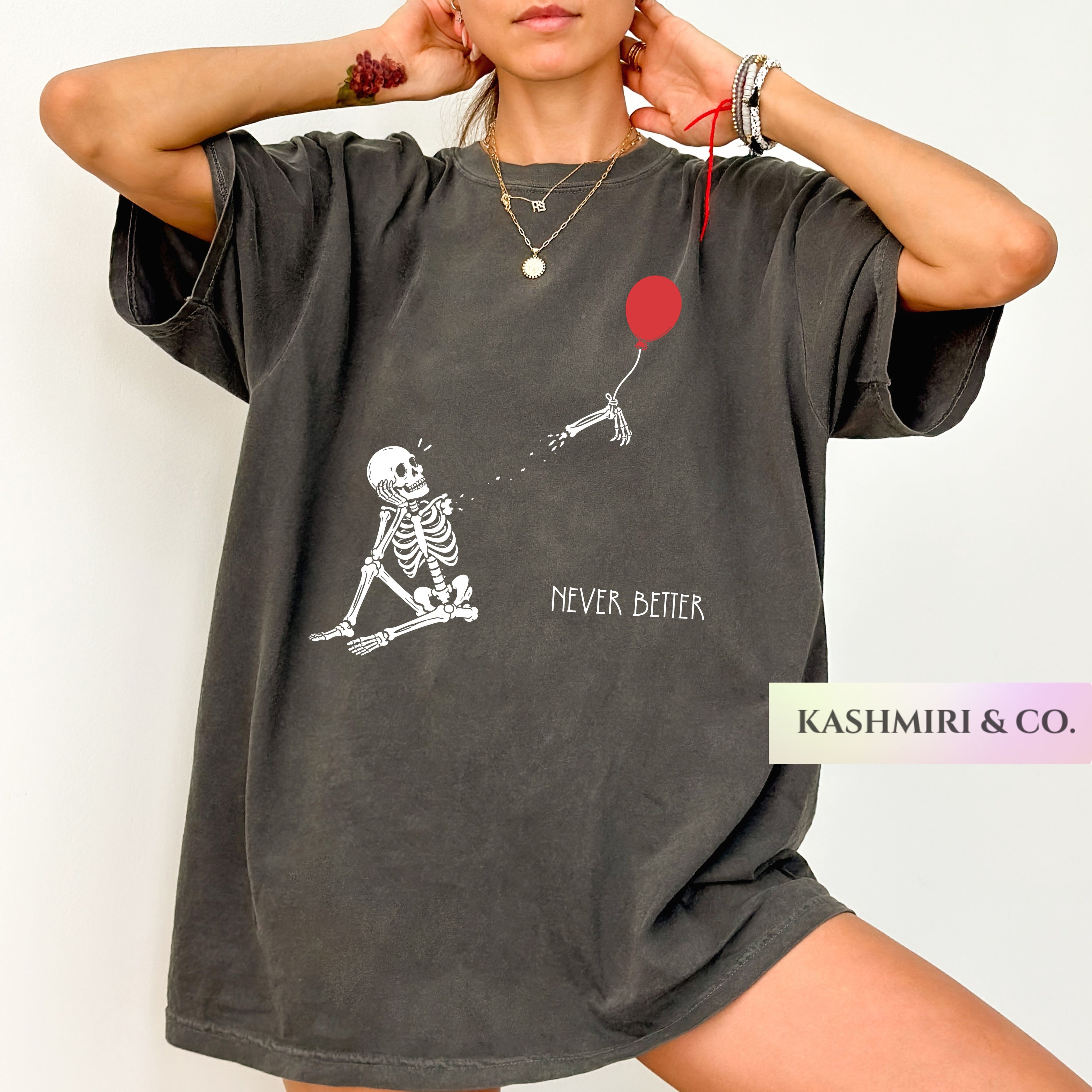 NEVER BETTER HALLOWEEN SKELETON TEE