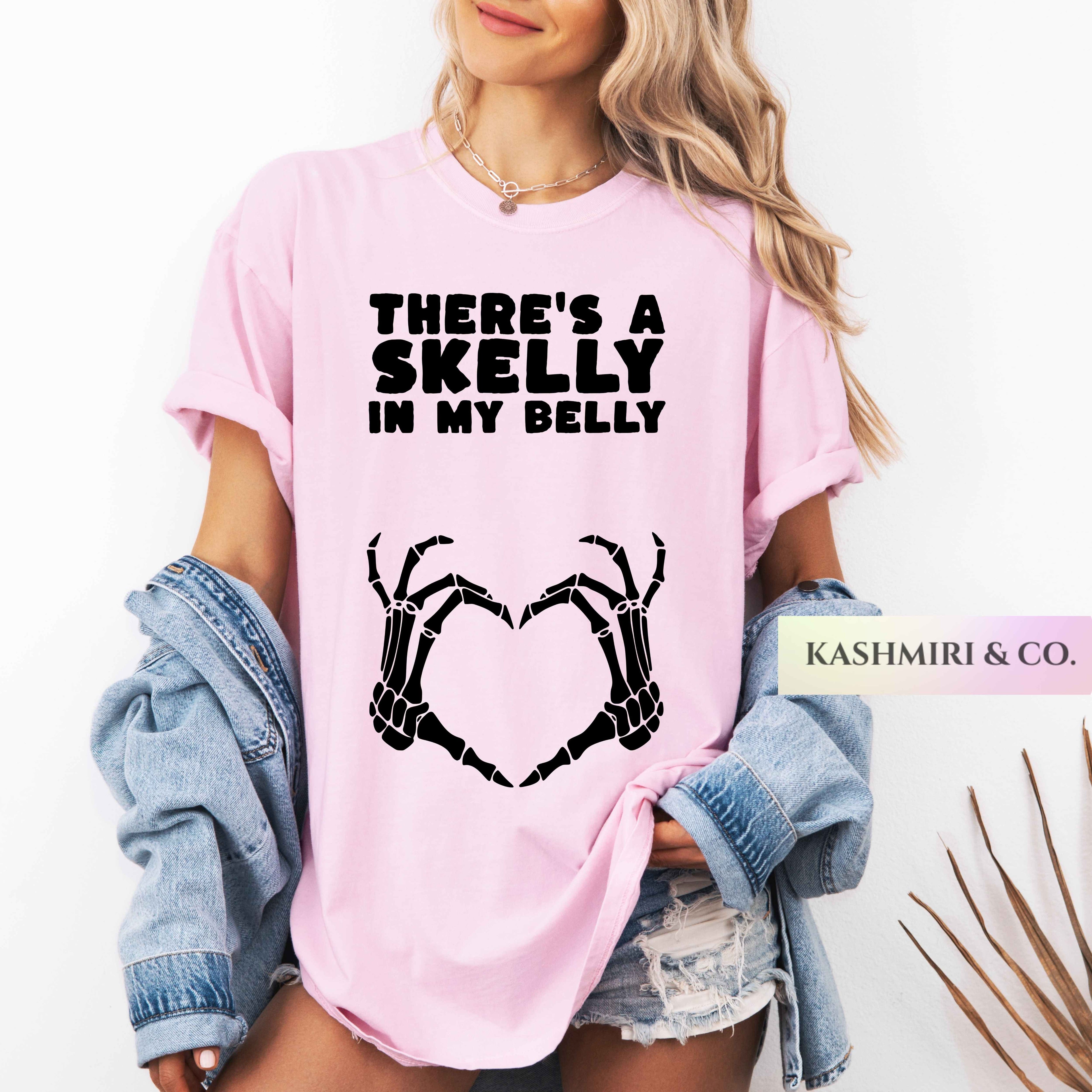 A SKELLY IN MY BELLY PREGNANCY ANNOUNCEMENT TEE