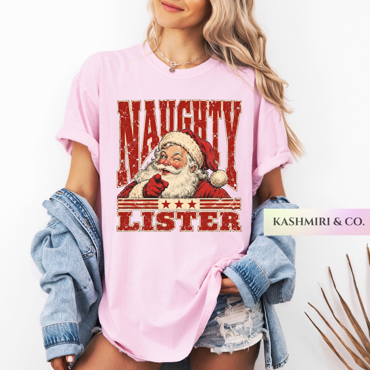 NAUGHTY LISTER CHRISTMAS SANTA TEE