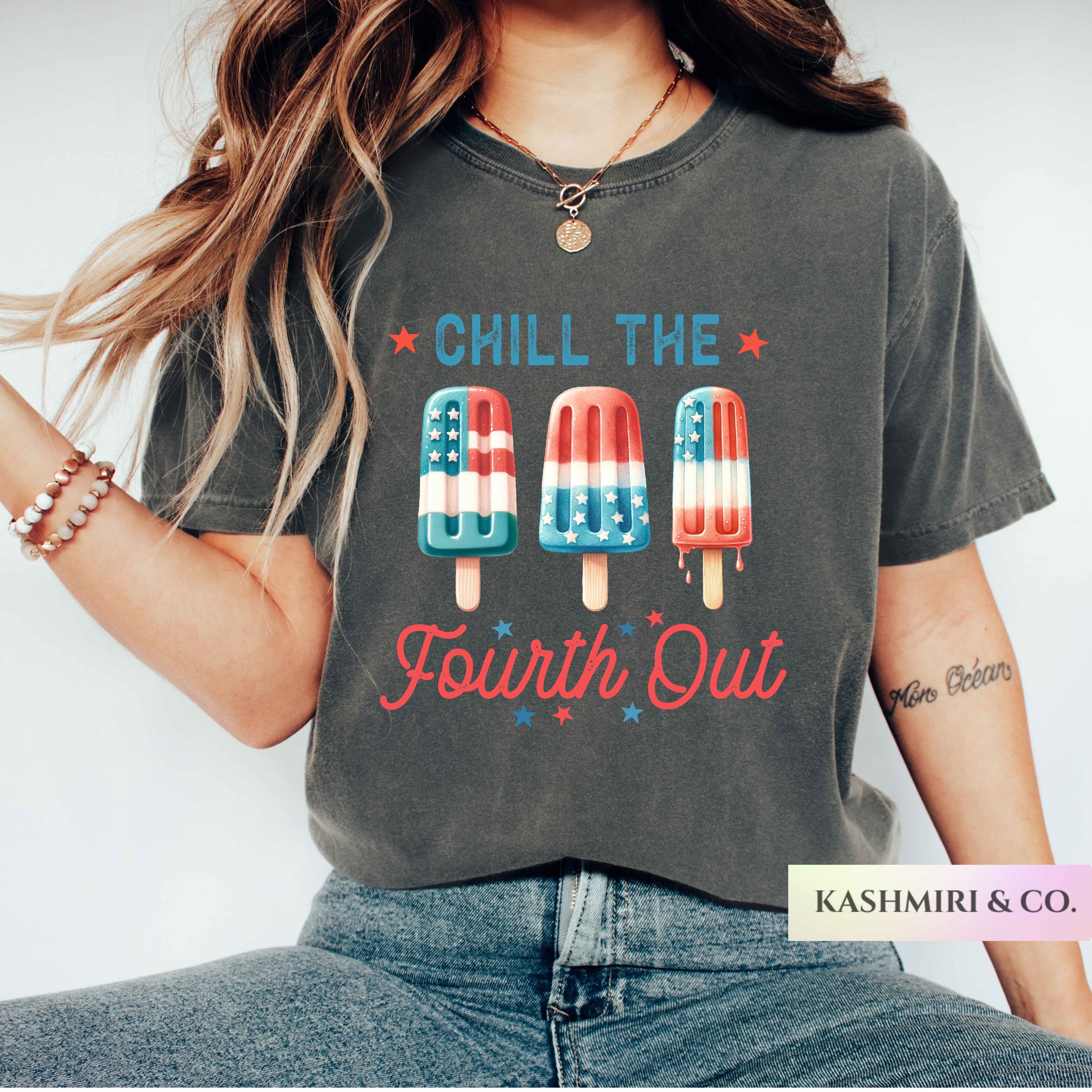 Funny 4th Of July Shirt, Chill The 4th Out Tee, Red White Blue Popsicles, Retro Summer Tshirt Fourth of July Gift Patriotic Comfort Colors