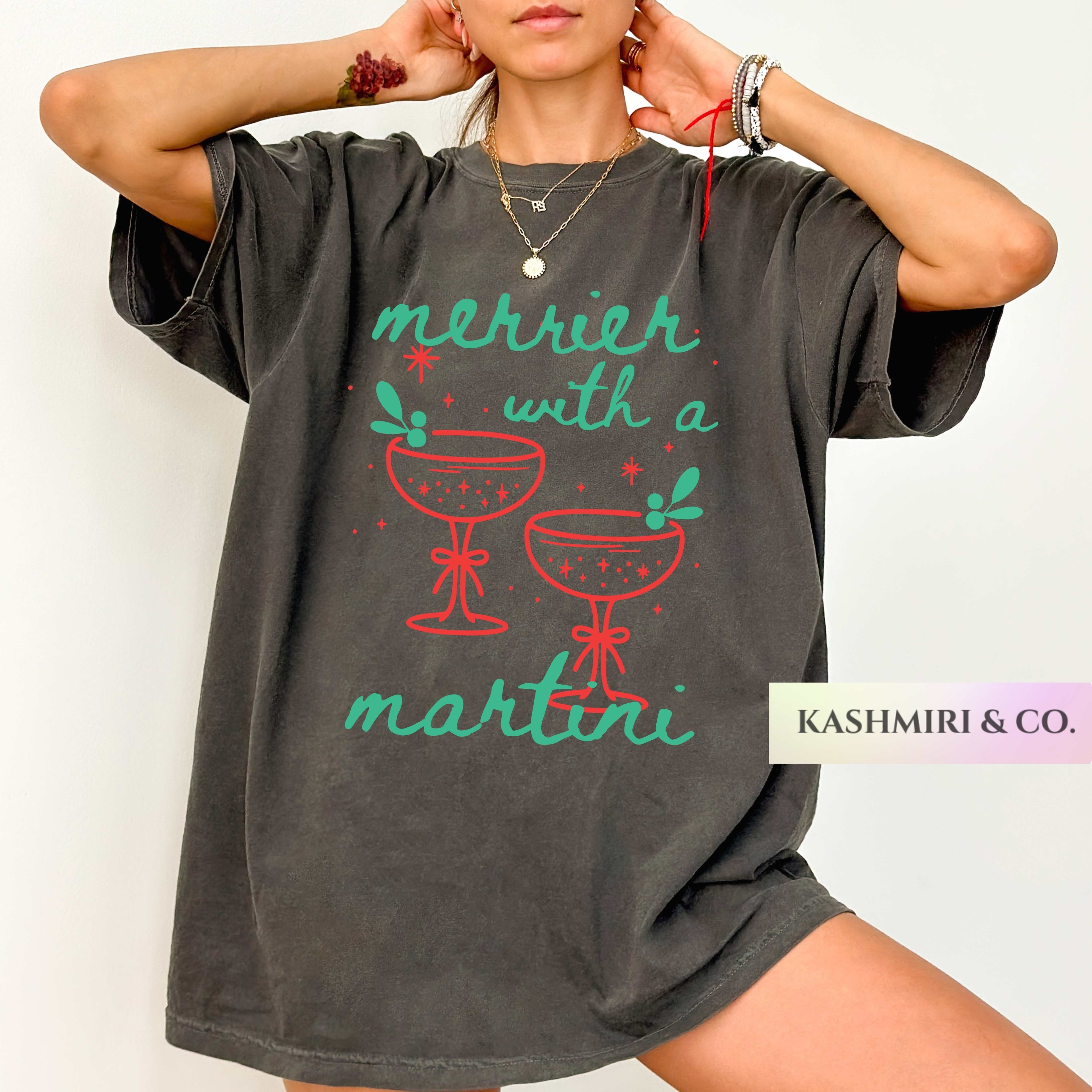 MERRIER WITH A MARTINI GRAPHIC TEE