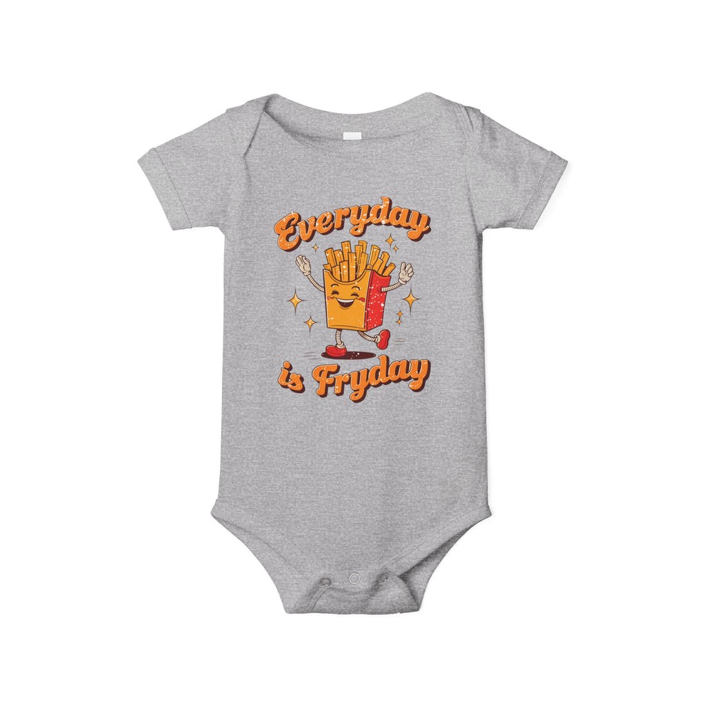 Funny Fry Fryday Newborn Bodysuit I Love Fries Everyday is Fryday Infant Baby Tee Weekend Daycare Gift, Recess School, Trendy Retro Fries