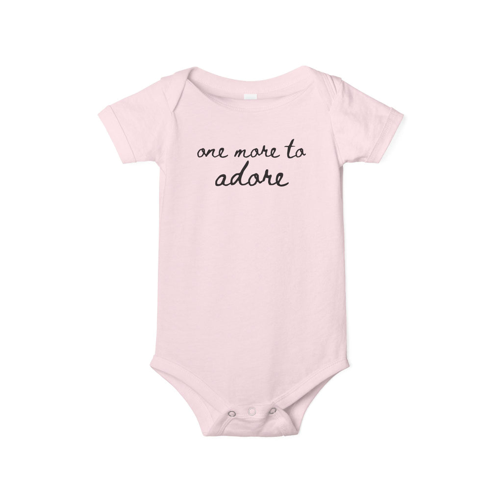 One More to Adore Bodysuit Girl, Boy, Pregnancy Announcement Reveal Newborn Tee Baby Coming Soon Infant Shirt Baby Shower New Sibling